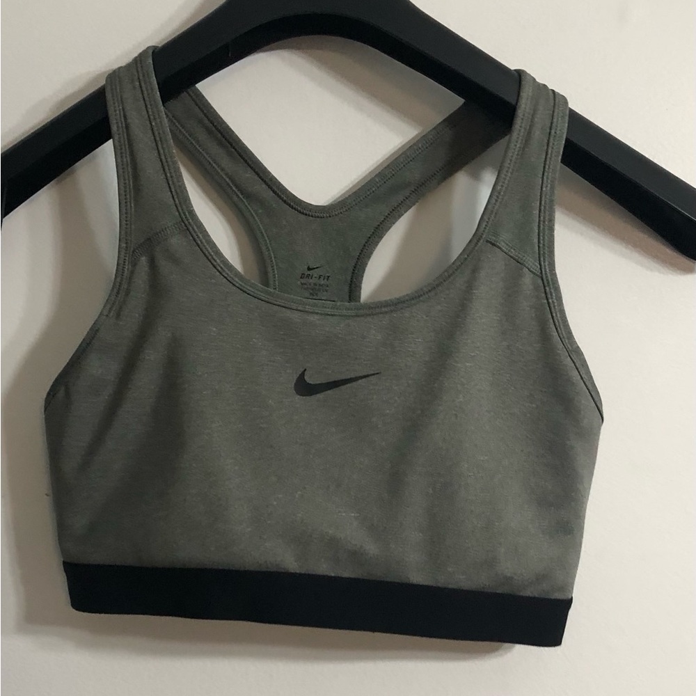 Nike Olive Green & Black Racerback Sports Bra